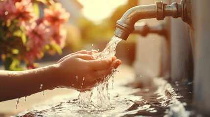 Healthy water nature hand background splashing person