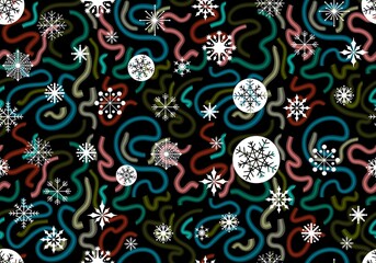 Christmas snowflakes seamless ice geometric pattern for winter wrapping paper and fabrics and linens and kids