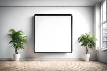 Digital signage mockup with blank screen isolated on white background - front view. Vector illustration  