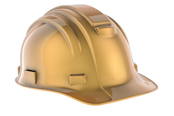 Fototapeta premium Construction Gold Hard Hat, 3D rendering isolated on transparent background