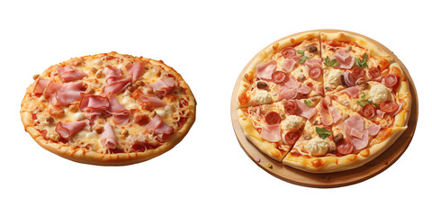 Ham cheese and chicken pizza transparent background
