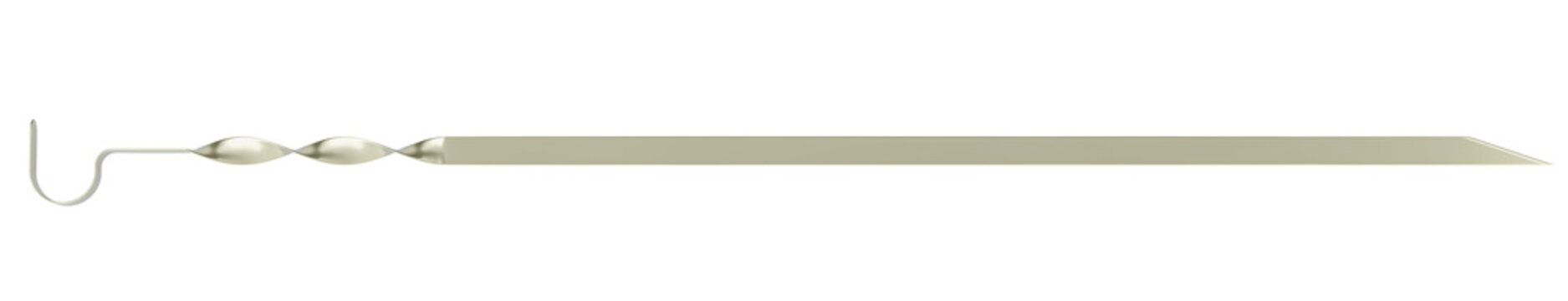 Skewer, side view. 3D rendering isolated on transparent background