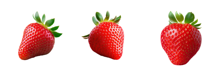 Korean strawberry close up over transparent background
