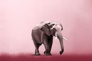 Obraz premium elephant standing on a pink background. conceptual ideas related to nature, animals, exotic countries, and travel