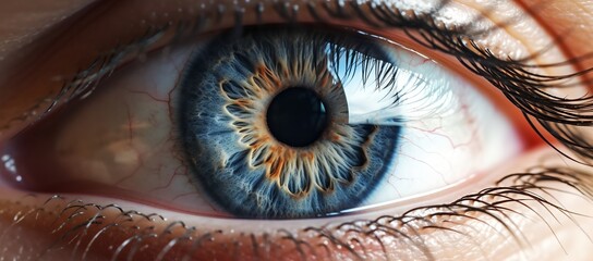 Blue eye macro closeup, generative ai.