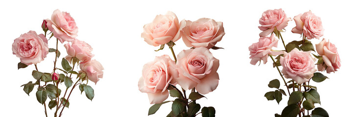 Roses of the Rosa genus on a transparent background