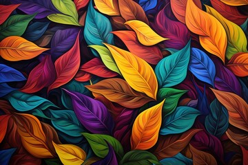Mosaic of Leaves Multicolor Autumn Leaves Extravaganza Golden Harvest Symphony Multicolor Fall Leaves Beauty