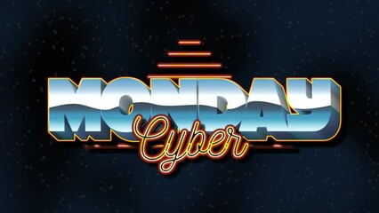 Cyber Monday text with retro triangle in galaxy, motion abstract holidays, retro and business style background - Powered by Adobe