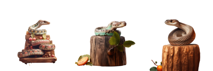 Snake on a wooden plank transparent background