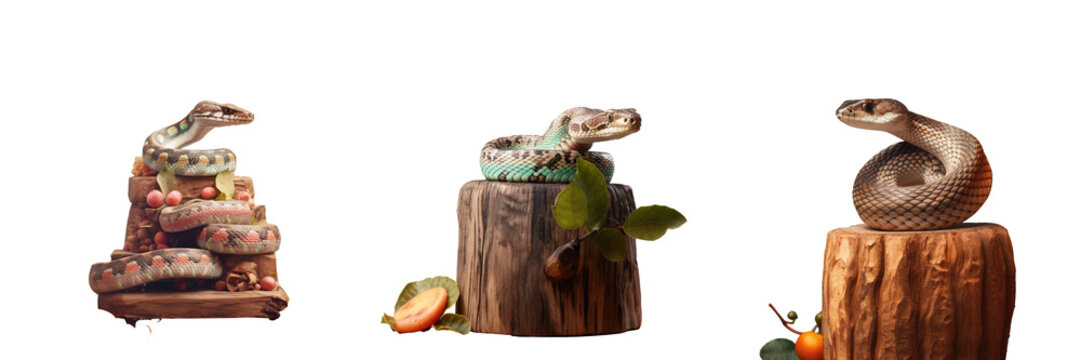 Snake on a wooden plank transparent background