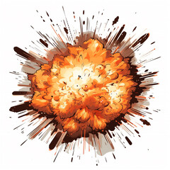 2d illustration of  explosion isolated on white background. The explosion started from the center and spread in all directions
