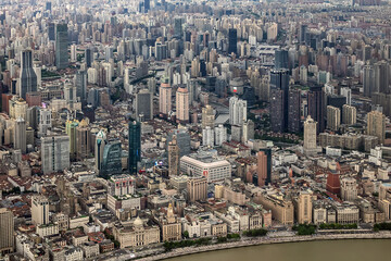 Obraz premium Aerial view of Shanghai cityscape. Shanghai, China.