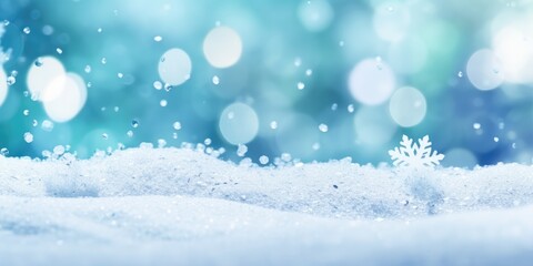 Naklejka premium Winter blue gray background of white snow. Beautiful winter background of snow and blurred effect. Gently falling snow flakes against blue. Empty free space