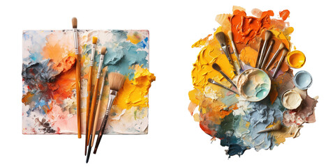 Artist s paintbrushes on a transparent background