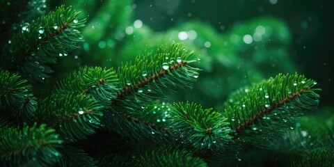 Fototapeta na wymiar Christmas green tree branch. Christmas green fir and pine tree branches