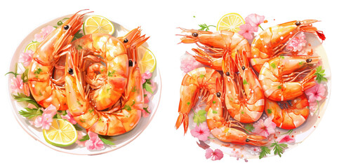 Hawaiian cuisine featuring shrimp flavored with garlic transparent background