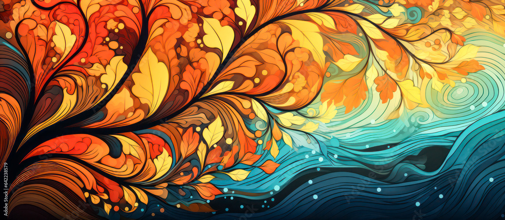 Canvas Prints abstract illustration of colorful tree in autumn