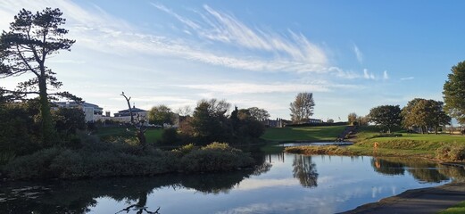Blackrock Park, Dublin, Ireland lush green along the lake