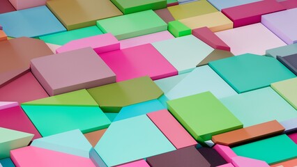 abstract colored and fractured rectangle shapes. 3d illustration background