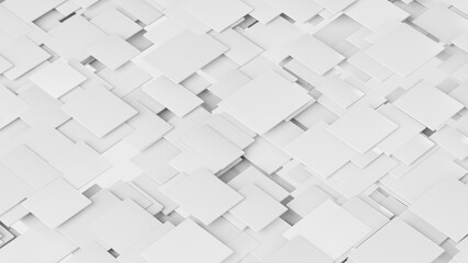 Random off-white squares background wallpaper banner. Elegant minimalist 3d illustration.