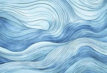 Fotobehang Snow wave winter texture background for copy space text.  Blue ocean flowing lines illustration. Abstract wavy  backdrop for new year party and holiday season celebration. Digitally painted details. © Vita