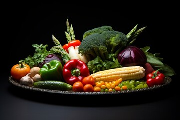 plate full of diferrent fresh vegetable Generative AI