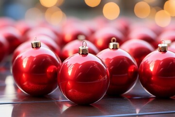 Christmas balls as the main symbol of the New Year holidays. Merry christmas and happy new year concept