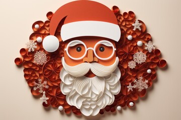 Decorative paper Santa Claus, background. Merry christmas and happy new year concept