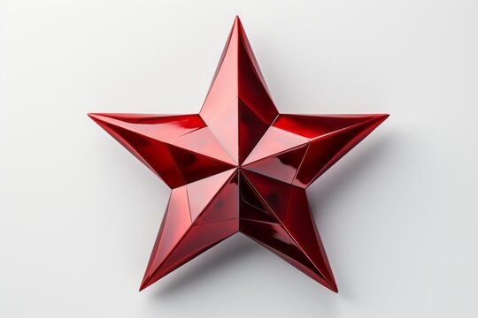 A red star on a light backdrop. Merry christmas and happy new year concept