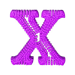 Symbol made of purple cubes. letter x