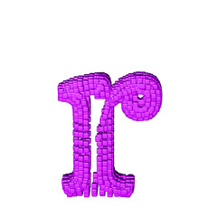 Symbol made of purple cubes. letter r