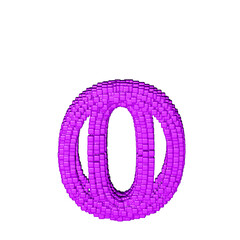 Symbol made of purple cubes. letter o