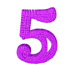 Symbol made of purple cubes. number 5