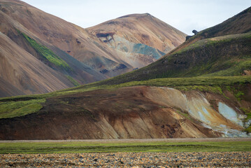 Colored Rhyolite in LANDMANNALAUGAR in Iceland