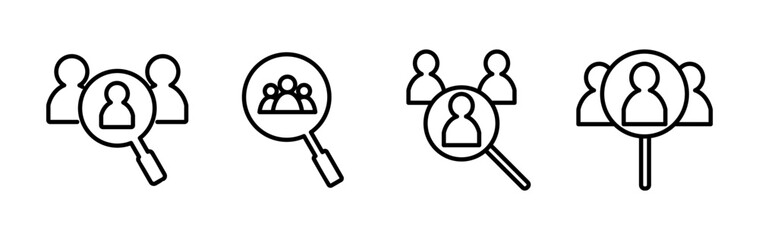 Hiring icon vector. search job vacancy icon. magnifying glass looking for people