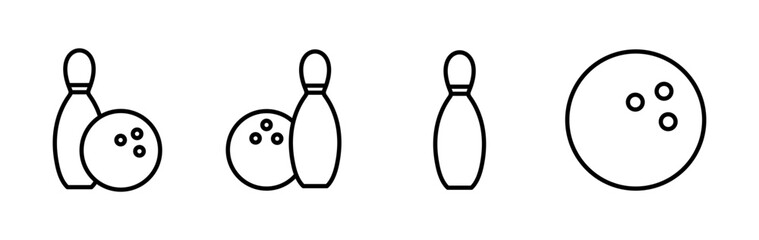 Bowling icon vector. Bowling ball and pin icon. Bowling pins with ball icon.