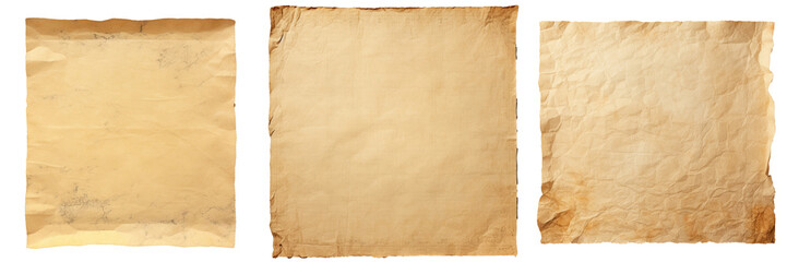 Isolated transparent background with old paper and clipping path