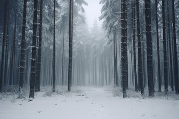 Beautiful snowy winter forest