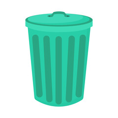 metal green recycle bin isolated on white background