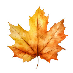 Autumn maple leaf isolated on white background. Watercolor illustration created with Generative Ai technology