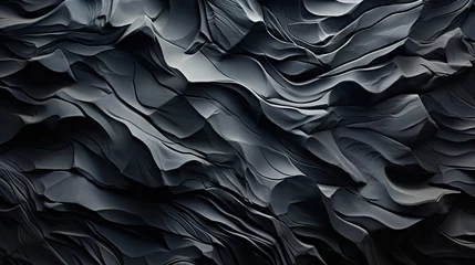 Tuinposter black charcoal wallpaper shaped like a wave can be use for can be used for presentations background luxury, elegant, modern © zanderdesk