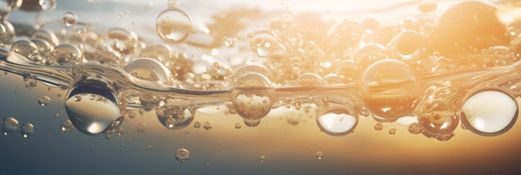 A Captivating Macro Shot of Water Bubbles Rising in a Clear Liquid, Creating a Sense of Dynamism and Movement