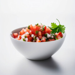 Peruvian side dish of Pico de gallo tomatoes onions and cilantro dip