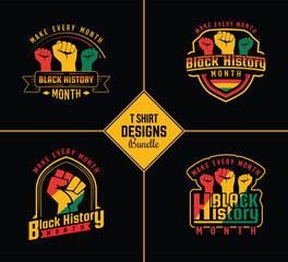 Obraz premium Black history month t shirt design bundle template set with black history quote and vector shape