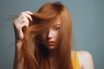 Fototapeta premium white beauty healthy care natural salon mask Haircut haircut hand long concept young Shampoo woman Girl hairdresser hair holding beautiful spa care girl needed treatment happy Hair hair oil female