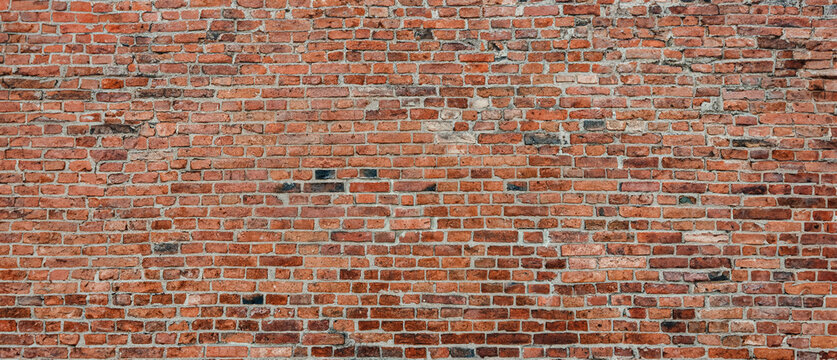 Fototapeta Old brick wall as background, banner design