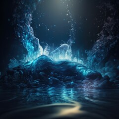 Captivating Illumination: A Detailed CG of Glowing Water Spray and Lighting Effects