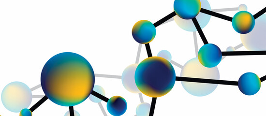 Obraz premium Line points connections geometric landing page background. Fluid circles and spheres with liquid gradients. Vector Illustration For Wallpaper, Banner, Background, Card, Book Illustration, landing page