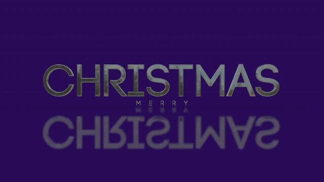 Elegance and fashion Merry Christmas text on purple gradient, motion promo, winter and holidays style background