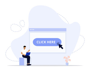 Click here concept illustration. Suitable for web landing page, ui, mobile app, editorial design, flyer, banner, and other related occasion.